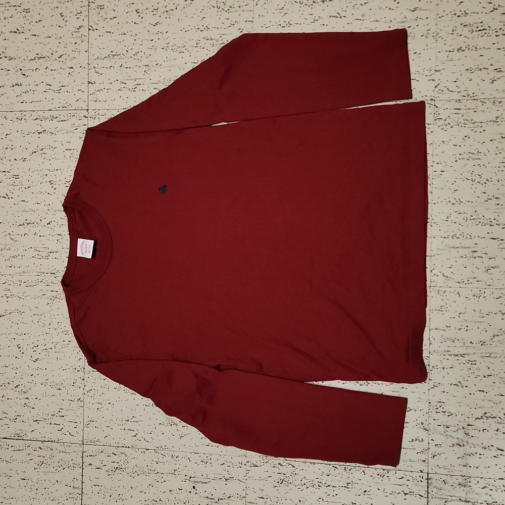 Brooks Brothers Burgendy Embroidered Logo Long Sleeve Shirt